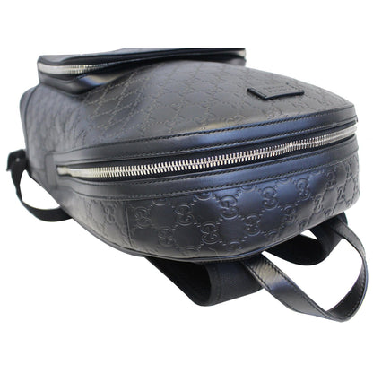 GUCCI GG Signature Leather Backpack Bag Black 406370