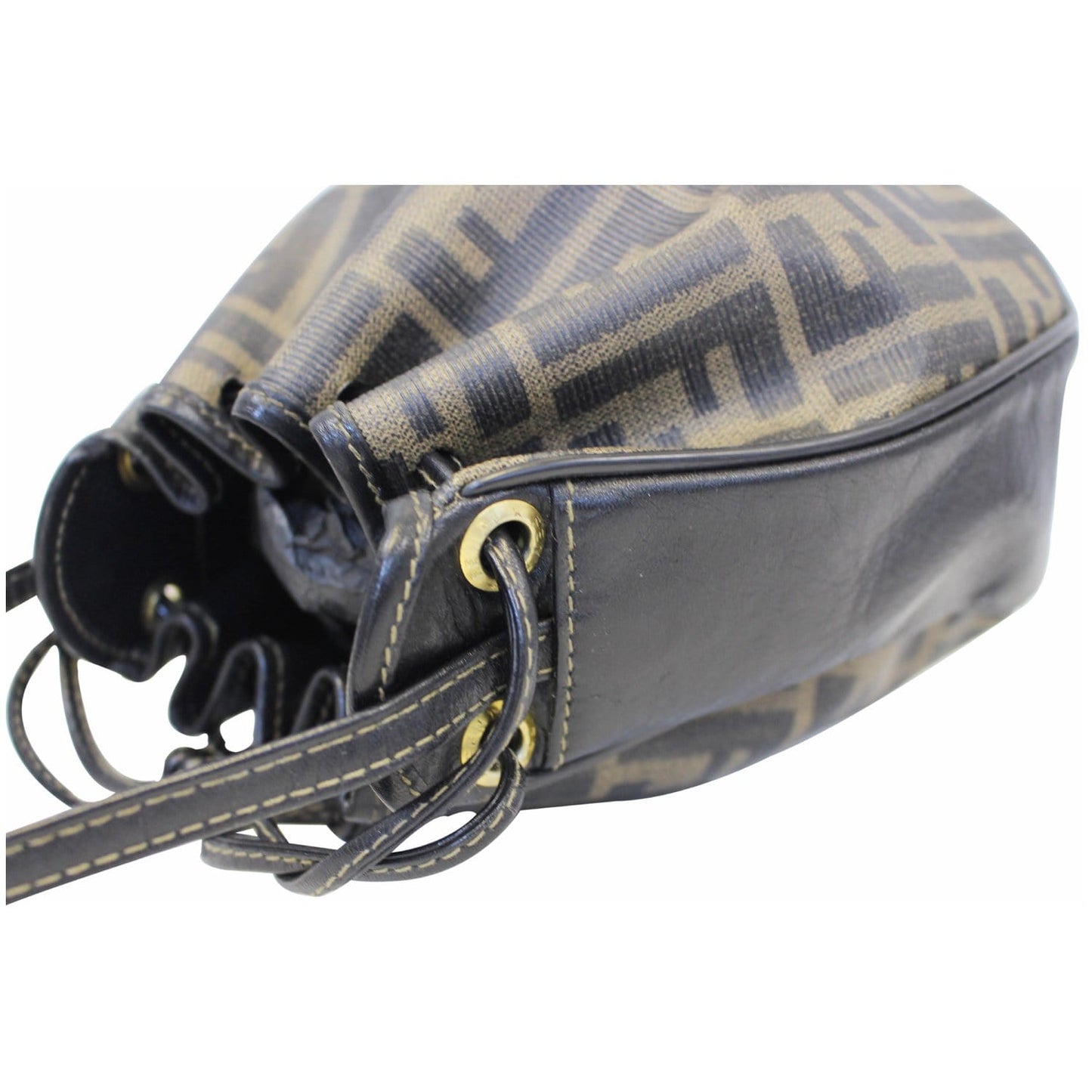 FENDI Drawstring Bucket Crossbody Bag Brown