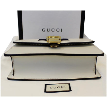 GUCCI Super Mini Sylvie Calfskin Leather Chain Crossbody Bag White