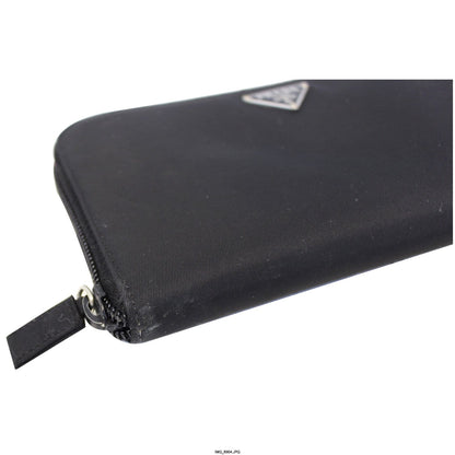 PRADA Black Nylon Zip Around Wallet