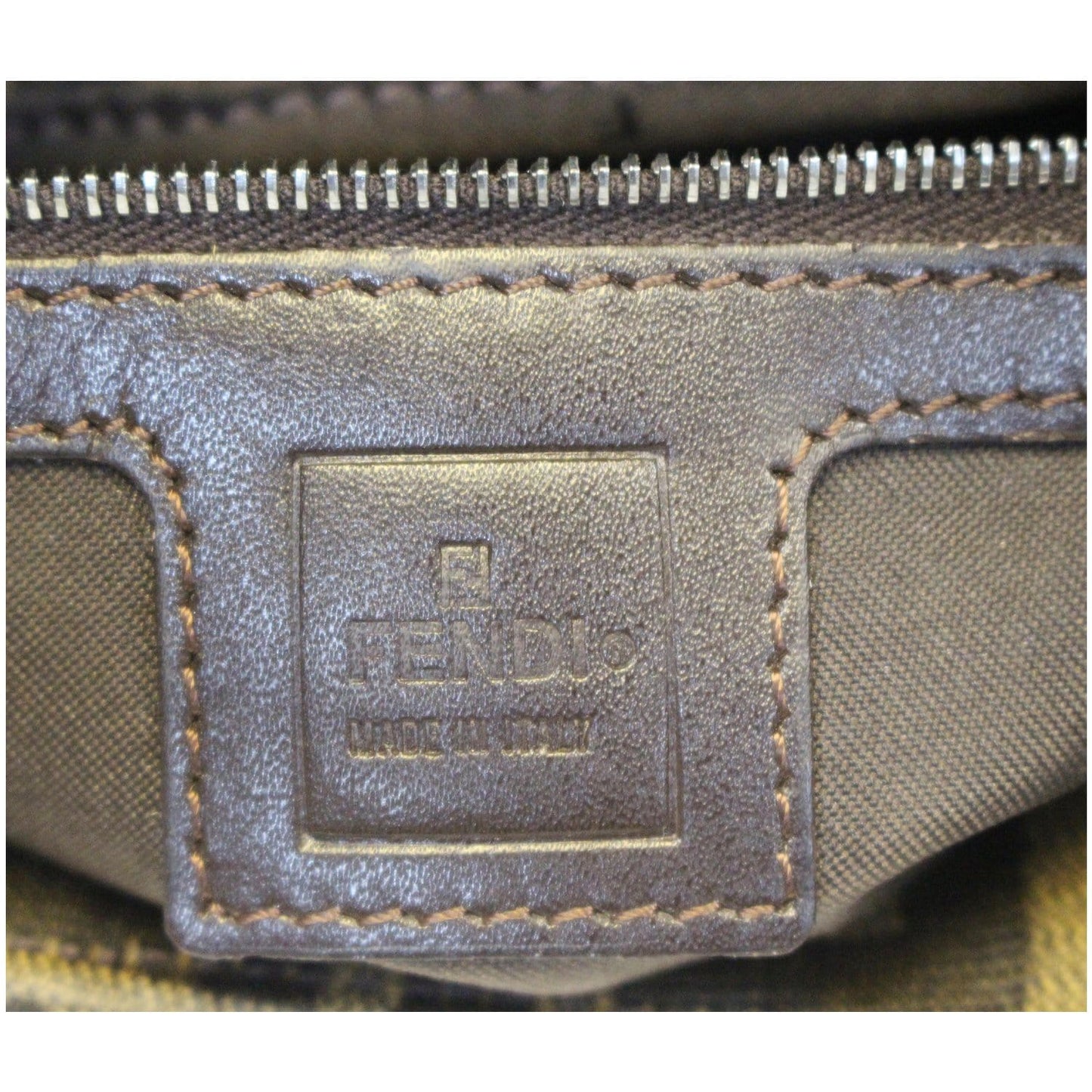 FENDI Zucca Canvas Hobo Shoulder Bag Brown