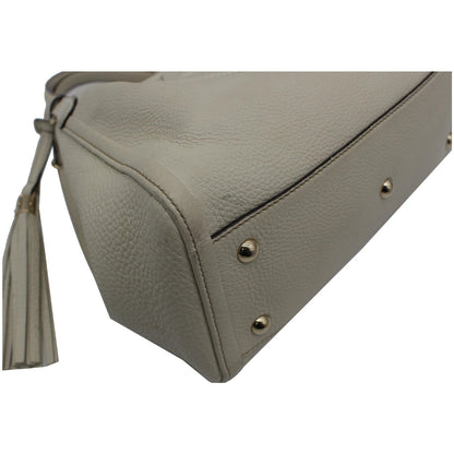 GUCCI Soho Small Pebbled Leather Shoulder Bag White 336751