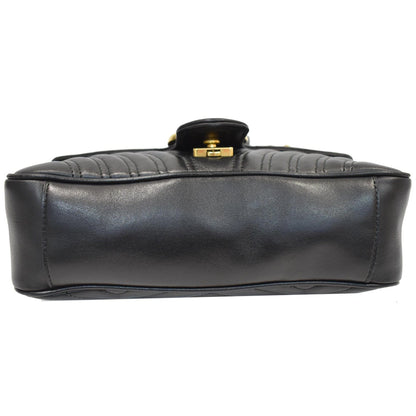 GUCCI GG Marmont Small Matelasse Leather Crossbody Bag Black 443497