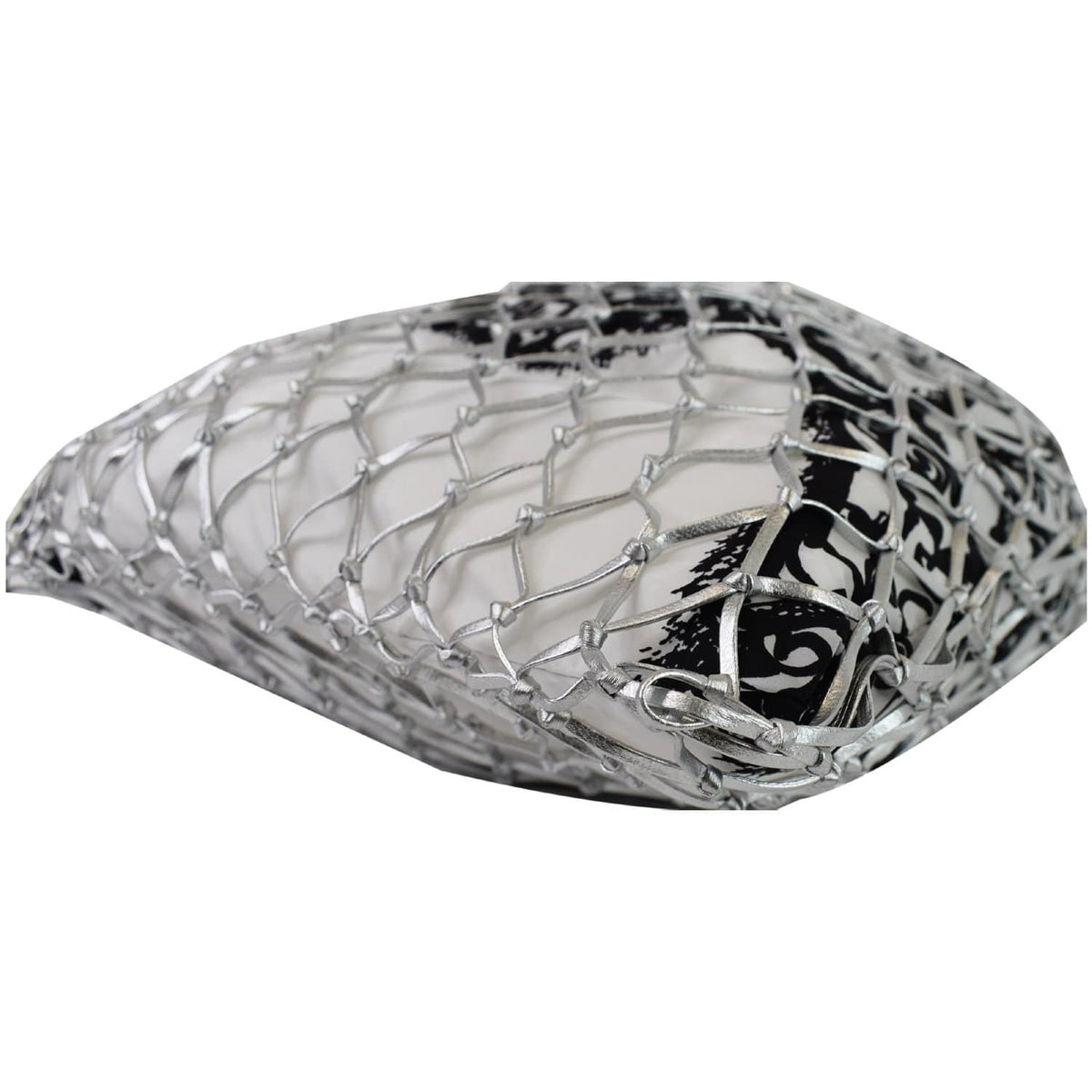 PRADA Rete Fabric Mesh Tote Bag Black/White