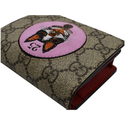GUCCI Bosco Patch GG Supreme Canvas Card Case Wallet Beige 506277
