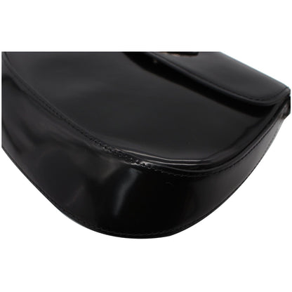 PRADA Cleo Brushed Leather Shoulder Bag Black