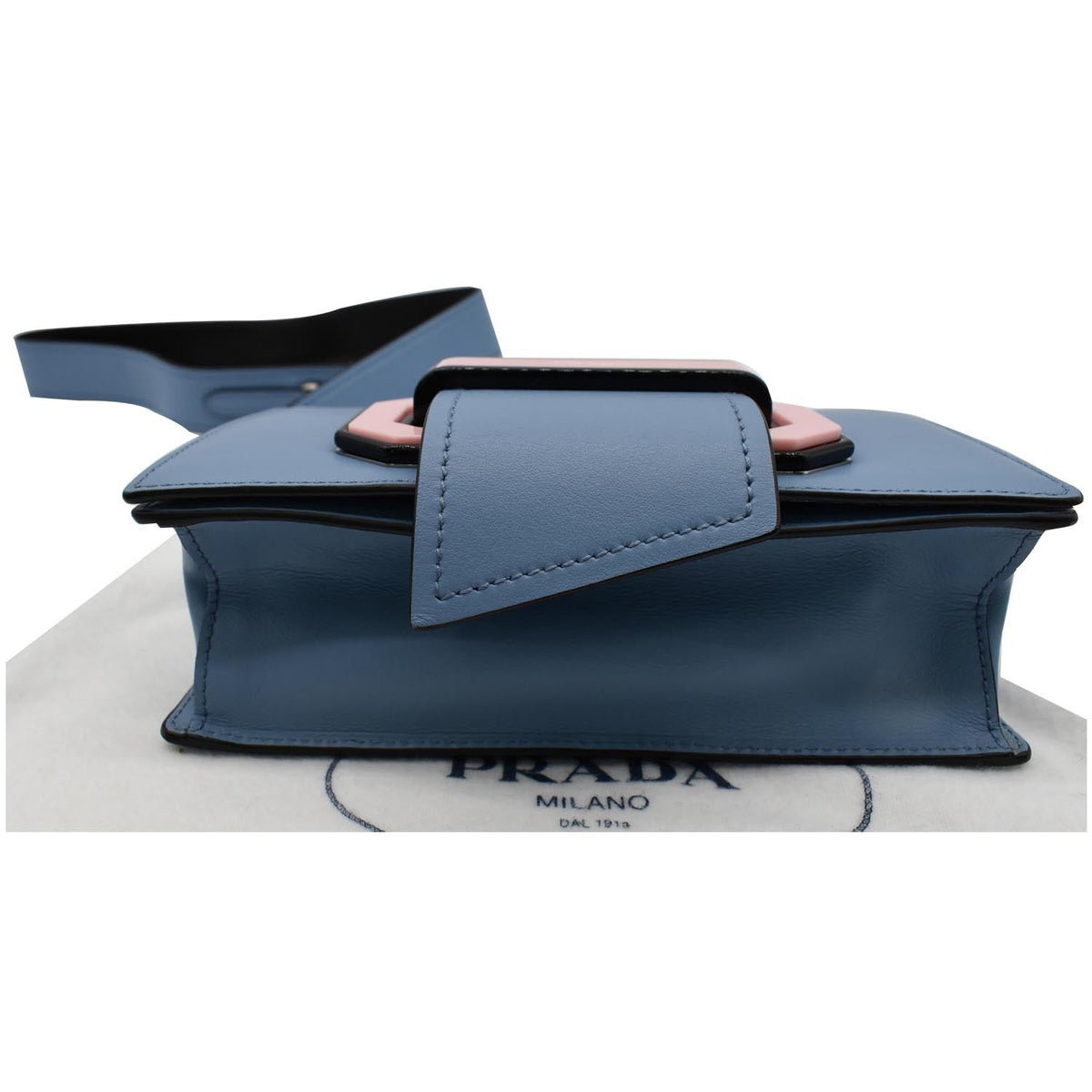 PRADA City Plex Ribbon Calfskin Shoulder Bag Blue/Pink