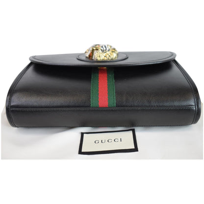 GUCCI Rajah Small Web Leather Shoulder Bag Black 570145 - 25% OFF