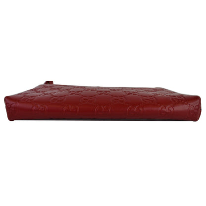 GUCCI Guccissima Leather Chain Wallet Clutch Bag Red 428449