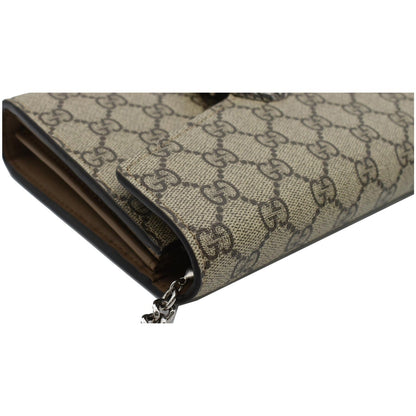 GUCCI Dionysus GG Supreme Crossbody Chain Wallet Beige 401231