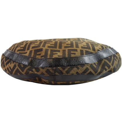 FENDI Half Moon Zucca Canvas Hobo Bag Brown