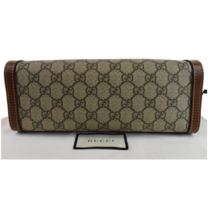 GUCCI Padlock Small GG Supreme Canvas Shoulder Bag Beige/Ebony 498156