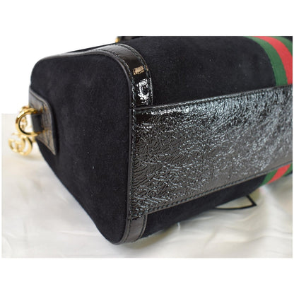 GUCCI Ophidia GG Suede Web Top Handle Shoulder Bag Black 524532