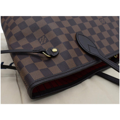 LOUIS VUITTON Neverfull MM Damier Ebene Tote Bag Brown