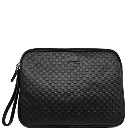 GUCCI Microguccissima Leather Clutch Bag Black 607726