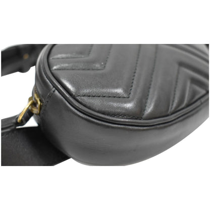 GUCCI GG Marmont Matelasse Leather Belt Bag Black 476434