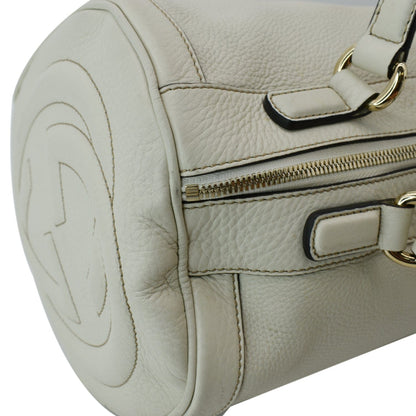 GUCCI Soho Leather Boston Bag White 282302