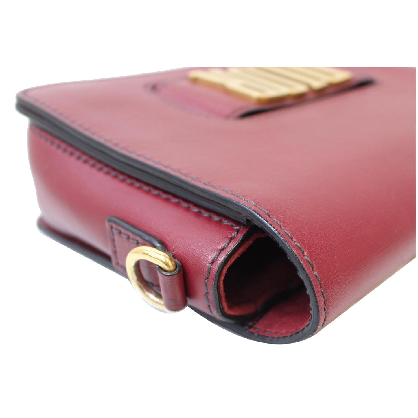 CHRISTIAN DIOR Dio(r)evolution Flap Calfskin Shoulder Bag Dark Red