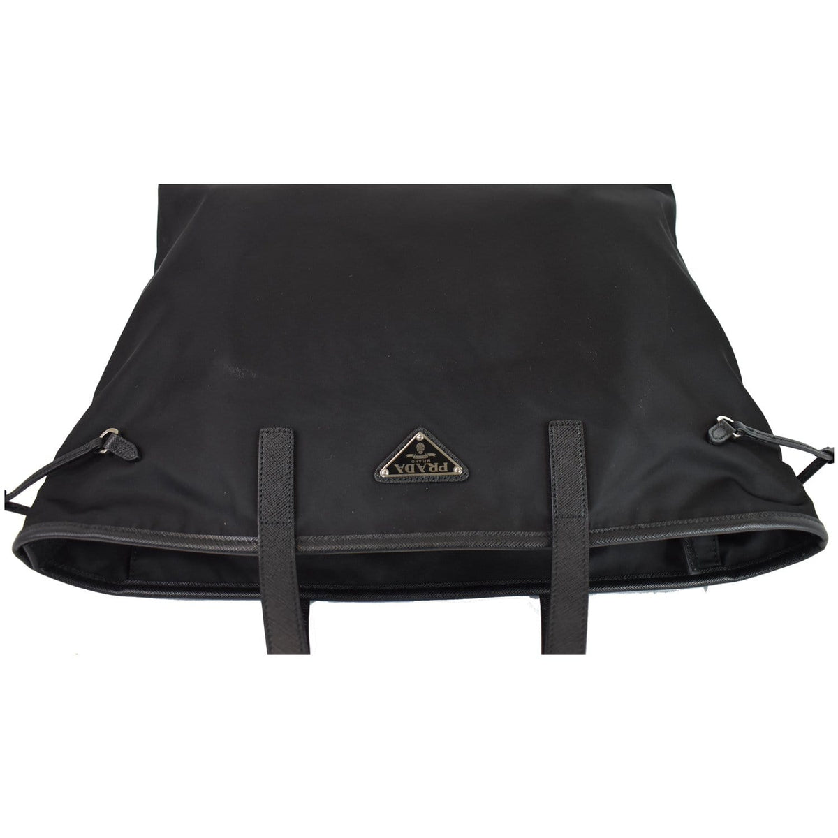 PRADA Vela Side-Cinch Nylon Tote Shoulder Bag Black