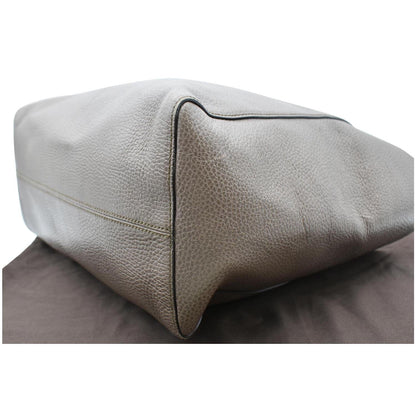 GUCCI Swing Pebbled Calfskin Leather Tote Bag Taupe 354397