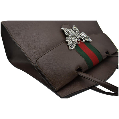 GUCCI Butterfly Linea Totem Leather Large Top Handle Shoulder Bag Brown 500772