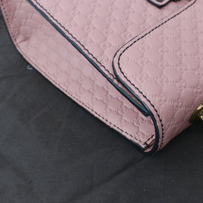 GUCCI Emily Medium GG Guccissima Leather Chain Shoulder Bag Light Pink 449635