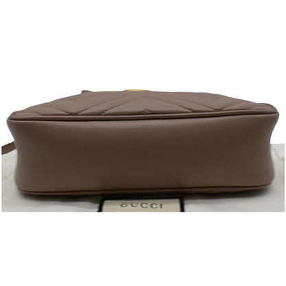 GUCCI GG Marmont Small Matelasse Leather Crossbody Bag Taupe 447632