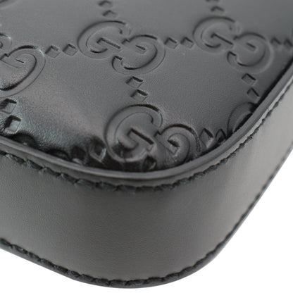 GUCCI GG Signature Leather Black Messenger Bag 406410