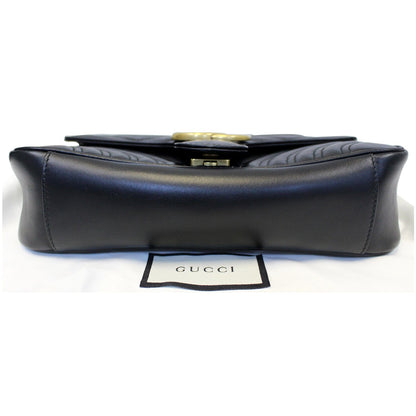 GUCCI GG Marmont Small Matelasse Leather Crossbody Bag Black