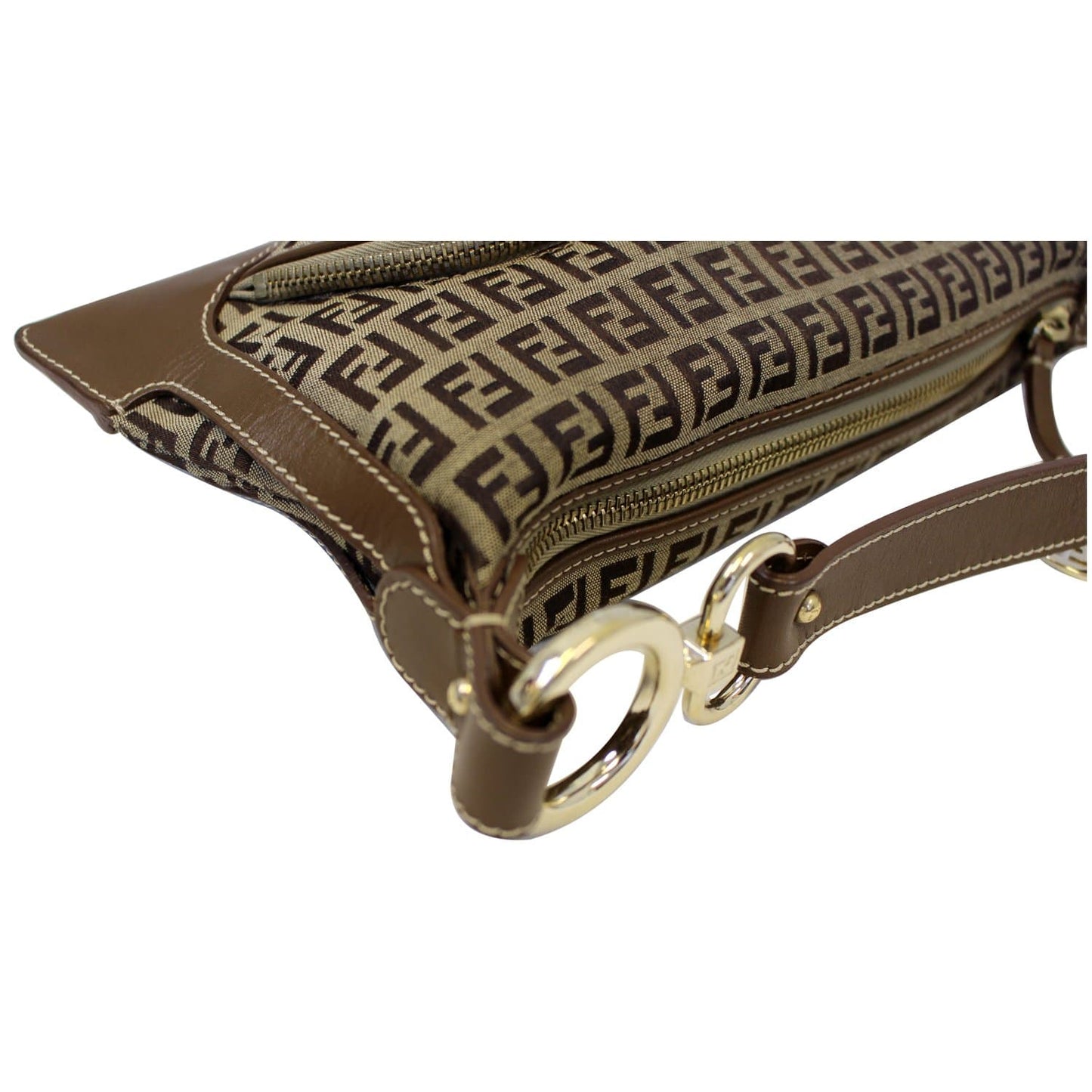 FENDI Zucca Small Canvas Shoulder Bag Beige