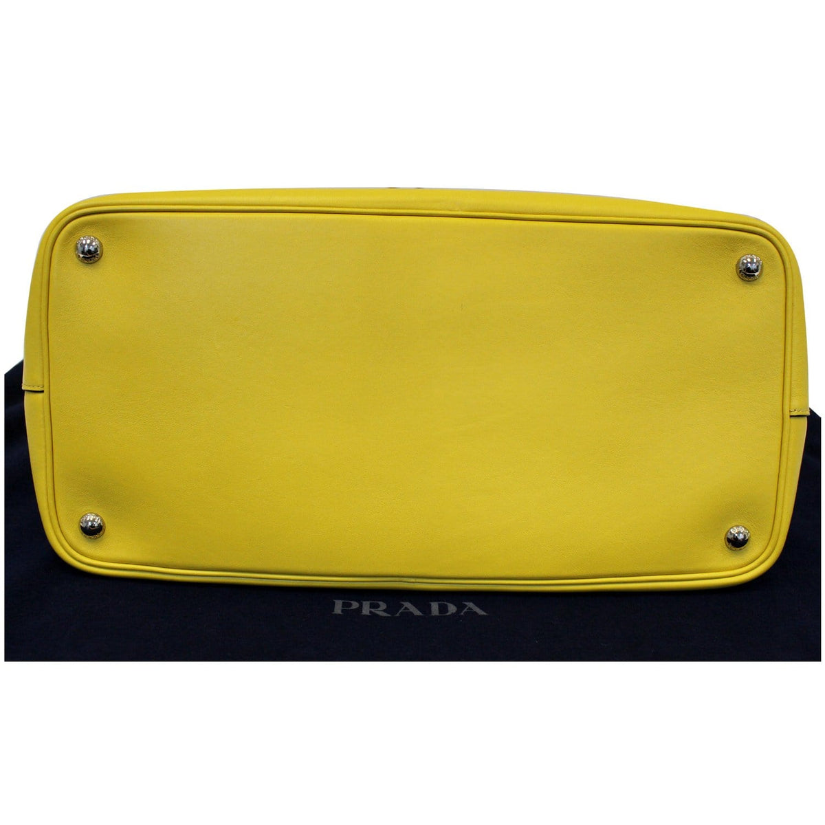 PRADA City Calf Buckle Tote Bag Yellow