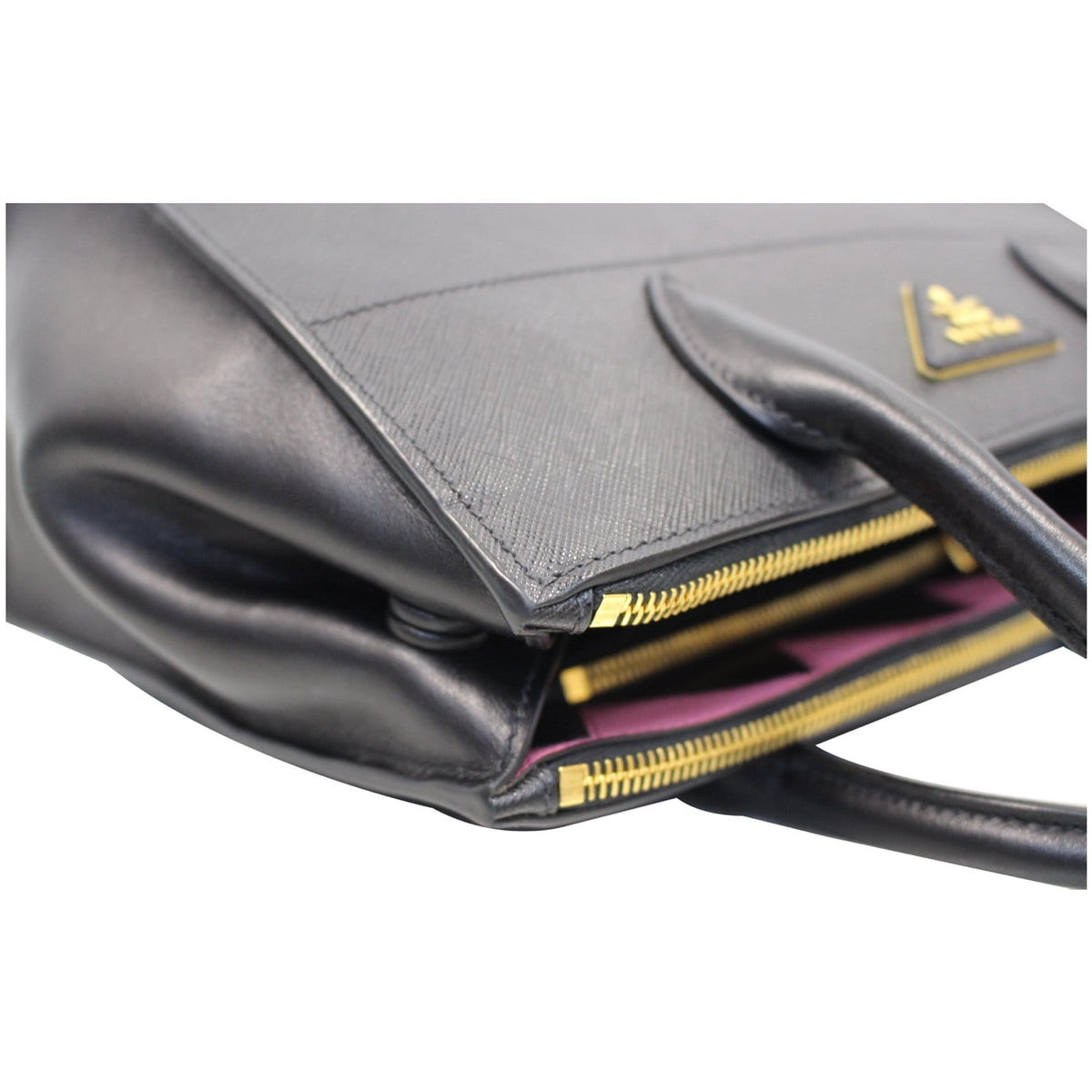 PRADA Paradigme Saffiano Leather Tote Shoulder Bag Black