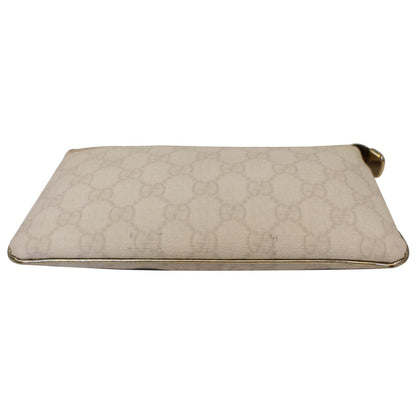 GUCCI GG Canvas Wristlet Pochette Clutch Bag White 190553