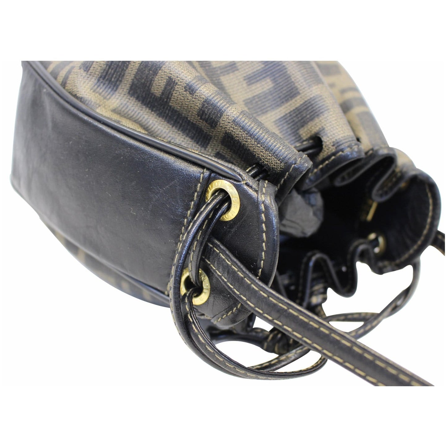 FENDI Drawstring Bucket Crossbody Bag Brown