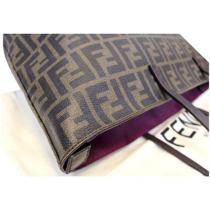 FENDI Zucca Print Canvas Small Roll Tote Bag Brown