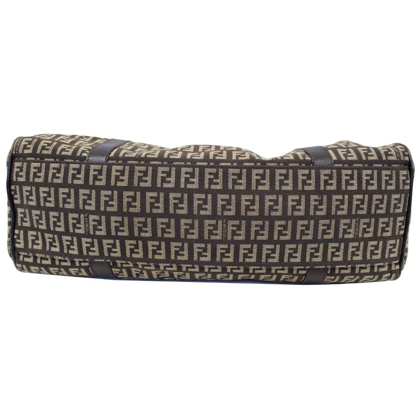 FENDI Zucchino Canvas Shoulder Bag Brown