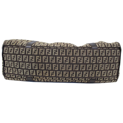 FENDI Zucchino Canvas Shoulder Bag Brown