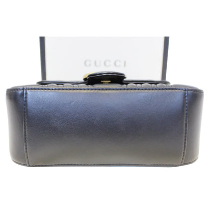 GUCCI GG Marmont Mini Leather Top Handle Bag Black 547260