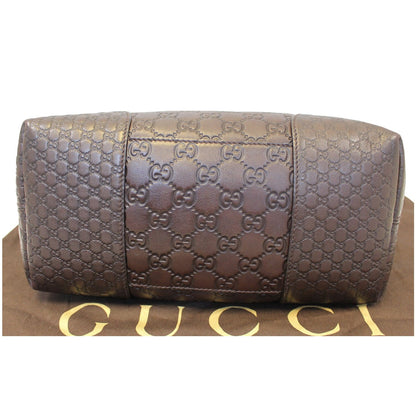 GUCCI Guccissima Leather Bree Top Handle Bag Dark Brown