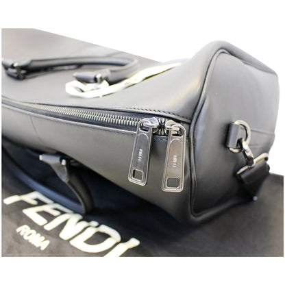 FENDI Black Leather Weekender Satchel Shoulder Bag