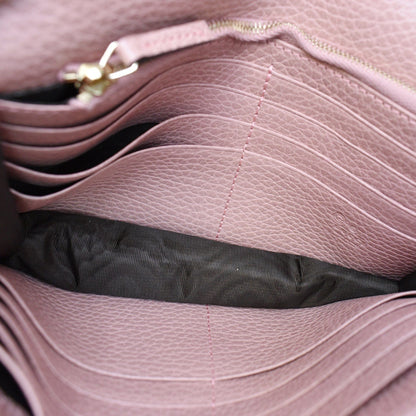 GUCCI Dollar Interlocking G Calfskin Leather Chain Wallet Crossbody Bag Soft Pink 510314