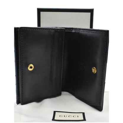 Gucci Marmont GG Matelasse Leather Card Case Wallet Black 466492