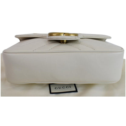GUCCI GG Marmont Super Mini Matelasse Leather Shoulder Bag White 476433