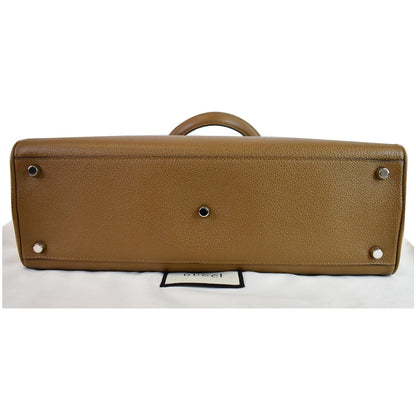 GUCCI Medium Zumi Grainy Leather Top Handle Bag Taupe 564714