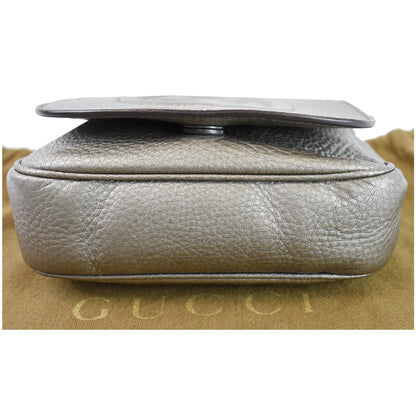 GUCCI GG Soho Tassel Pebbled Leather Shoulder Bag Silver 323190