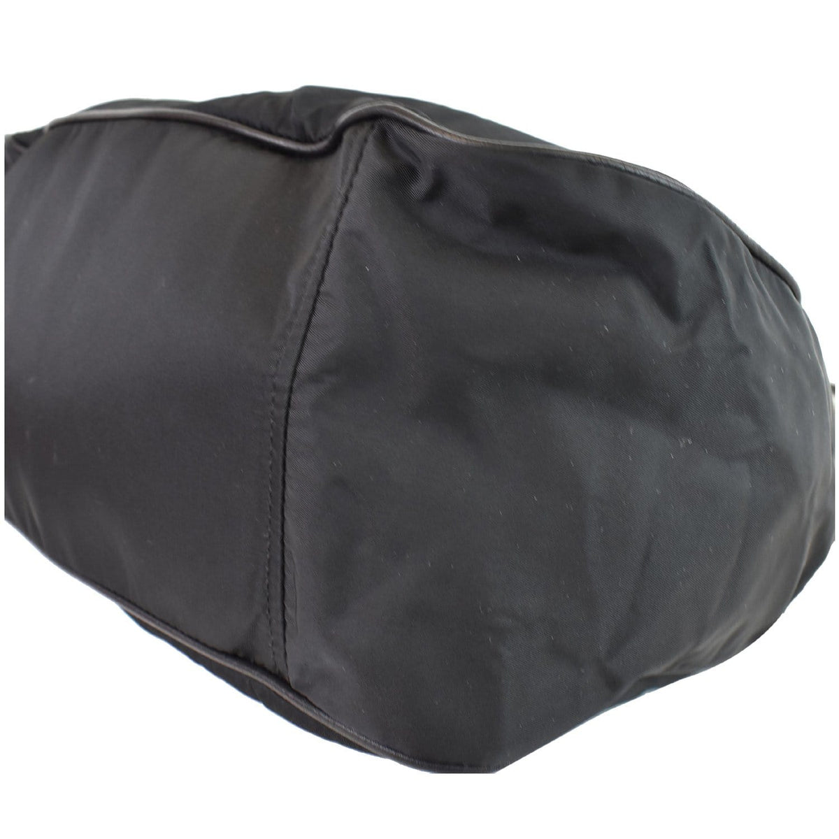 PRADA  Nylon Leather Strap Hobo Bag Black