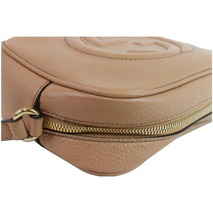 GUCCI Soho Disco Pebbled Leather Small Crossbody Bag Beige 308364
