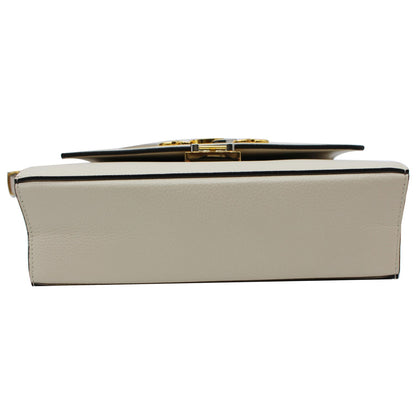 GUCCI Zumi Small Grainy Leather Chain Crossbody Bag White 576388