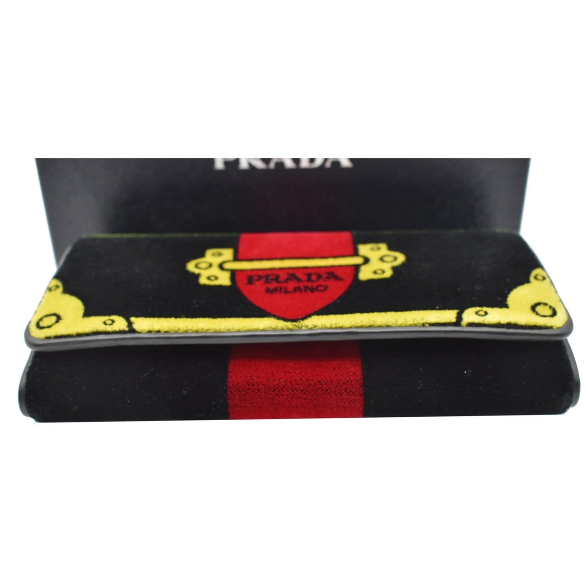 PRADA Cahier Velvet Clutch Bag Multicolor