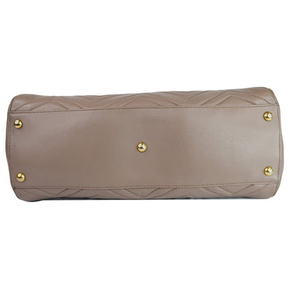 GUCCI GG Marmont Medium Matelasse Leather Top Handle Bag Taupe 443505